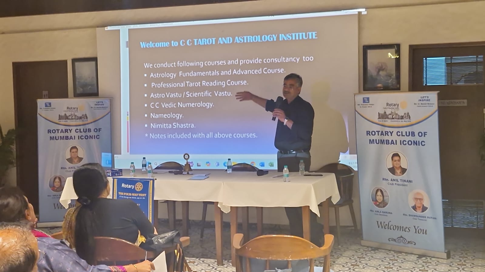 Seminar presenting C C Tarot and Astrology Institute courses at Rotary Club of Mumbai Iconic